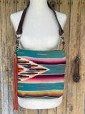 Handmade Vintage Indian Blanket Purse with Leather trim - by Jill K  Bags (JK1)
