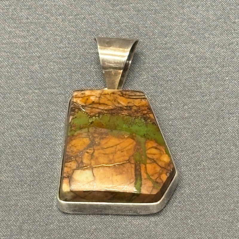 Juan Guerro, Navajo Boulder Turquoise and Sterling Silver Pendant, vintage Native American   (18-285)