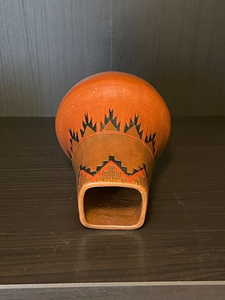 Native American Pine Pitched Carved Olla Vase by Pauline Williams, Navajo (2/200)