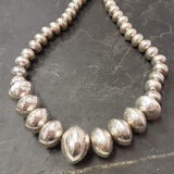 SOLD - Large Navajo Sterling Silver Stamped Beads, authentic Native American-vintage   (JF68)