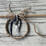 Vintage Native American Medicine Arrow with sage and braided sweetgrass ring - Michael Many Horses, Santee Sioux, adopted  (3/123)