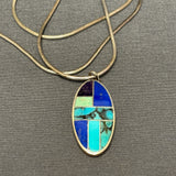 Supersmith Sterling Silver and Multi-Stone Channel Inlay Pendant Necklace  (3/197)
