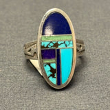 Supersmith Sterling Silver and Multi-Stone Channel Inlay Ring - size 9.5  (3/198)