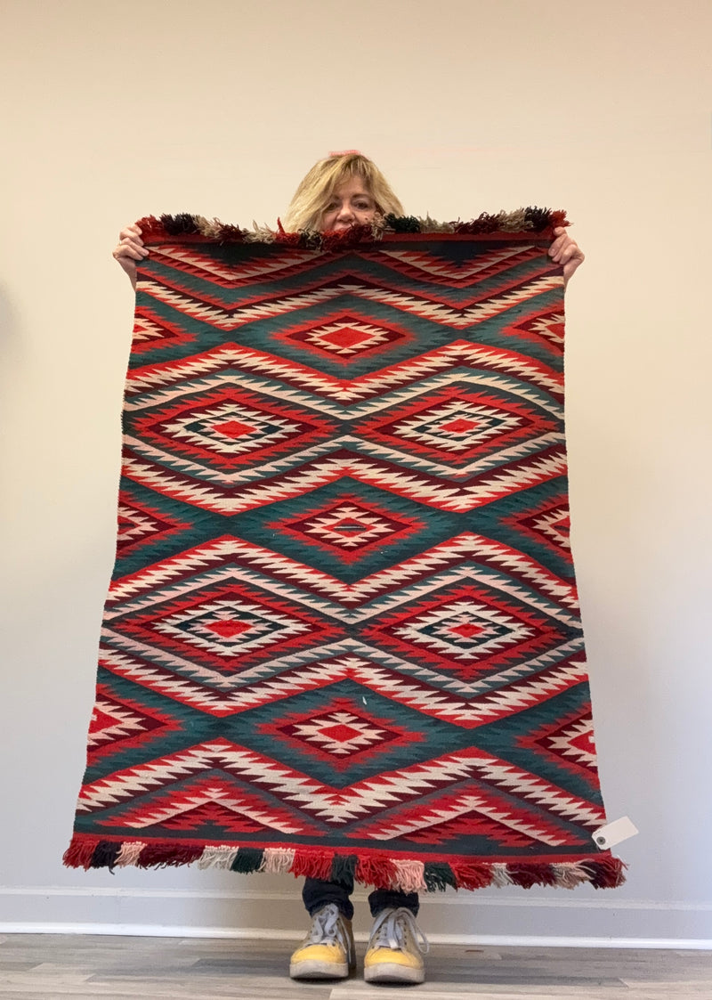 Germantown Eye Dazzler Rug / Handmade Navajo Wool Rug / Vintage Native American (GM494)
