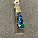 Contemporary Navajo Channel Inlay Pendant with Cultured Opal   (5/18)