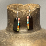 Mary Tafoya, Kewa (Santo Domingo) Pueblo, Native American Multi-Stone Mosaic Dangle Earrings   (5/237)