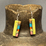 Mary Tafoya, Kewa (Santo Domingo) Pueblo, Native American Multi-Stone Mosaic Dangle Earrings   (5/238)