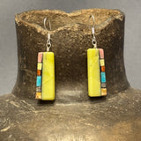 Mary Tafoya, Kewa (Santo Domingo) Pueblo, Native American Multi-Stone Mosaic Dangle Earrings   (5/239)