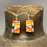 Mary Tafoya, Kewa (Santo Domingo) Pueblo, Native American Multi-Stone Mosaic Dangle Earrings   (5/244)