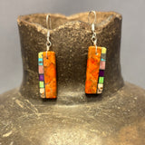 Mary Tafoya, Kewa (Santo Domingo) Pueblo, Native American Multi-Stone Mosaic Dangle Earrings   (5/246)