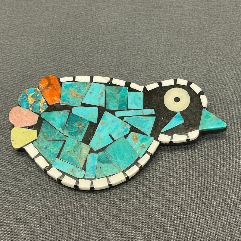 Mary Tafoya, Kewa (Santo Domingo) Pueblo Multi-Stone Mosaic Bird Pin/Pendant  (5/249)