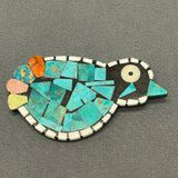 Mary Tafoya, Kewa (Santo Domingo) Pueblo Multi-Stone Mosaic Bird Pin/Pendant  (5/249)