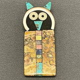 Mary Tafoya, Kewa (Santo Domingo) Pueblo Multi-Stone Mosaic Owl Pin/Pendant  (5/254)