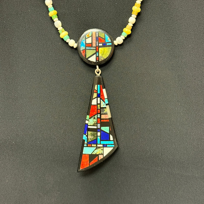 Chris Nieto, Santo Domingo (Kewa) Mosaic Inlay Dangle Pendant and Necklace  (5/265)