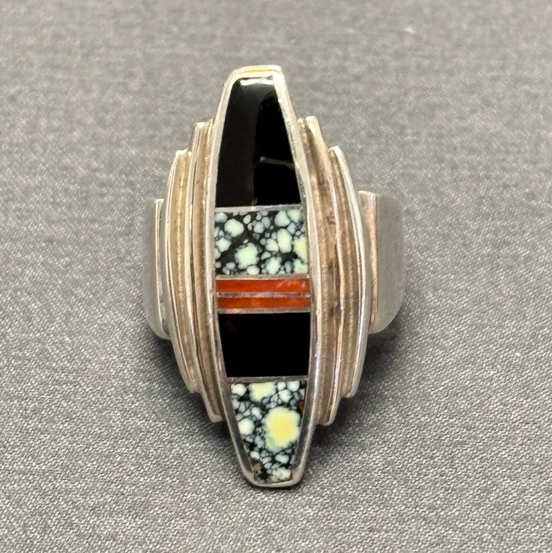 Ray Tracey, Navajo Contemporary Inlay Tiered Ring – size 5 1/2   (5/279)