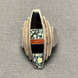 Ray Tracey, Navajo Contemporary Inlay Tiered Ring – size 5 1/2   (5/279)