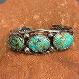 Vintage Navajo Sterling Silver and Natural Turquoise Bracelet   (5/282)