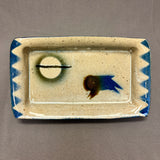 Mel Cornshucker, Cherokee, Pottery Serving Dish with Buffalo and Moon  Design