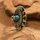 Authentic Vintage Navajo Overlay Ring with Turquoise - size 4 1/4   (6/22)