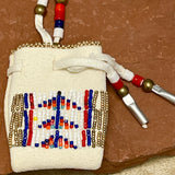 Phyllis Bearskin, Seneca/Cayuga & Chickasaw - Brain tanned leather handmade medicine bag   6/47