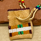 Phyllis Bearskin, Seneca/Cayuga & Chickasaw - Brain tanned Handmade Leather Medicine Bag     6/51