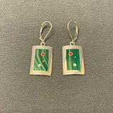 Veronica Benally, Contemporary Navajo Multi-stone Inlay Earrings with Sterling Silver and Malachite    (6/62)