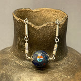 Ernest Benally Contemporary Navajo Denim Lapis Lapidary Pendant with Attached Sterling Silver Tube Bead Necklace    (6/69)