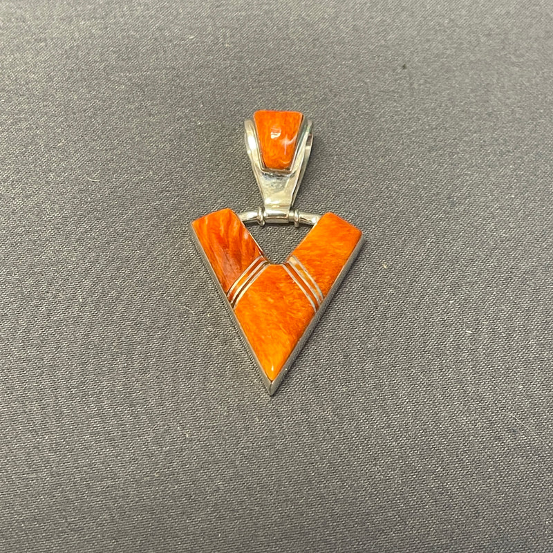 Cathy Webster, Contemporary Navajo Inlay Pendant with Sterling Silver and Spiny Oyster Shell    6/70