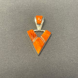 Cathy Webster, Contemporary Navajo Inlay Pendant with Sterling Silver and Spiny Oyster Shell    6/70