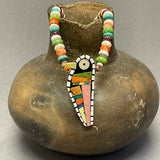 Mary Louise Tafoya, Kewa (Santo Domingo) Pueblo Mosaic Bird Pendant on Multi-Stone Beaded Necklace with Turquoise  (6/85)