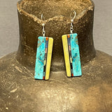 Mary Tafoya, Kewa (Santo Domingo) Pueblo, Native American Turquoise Mosaic Dangle Earrings   (6/89)