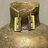 Mary Tafoya, Kewa (Santo Domingo) Pueblo, Native American Multi-Stone Mosaic Dangle Earrings   (6/93)