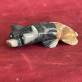 Badger fetish carved with picasso marble (VW164)