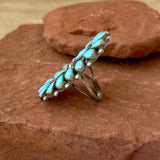 Traditional Navajo Turquoise Cluster Ring, vintage - size 9   (LC69)