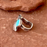 Turquoise and Sterling Silver Scrollwork Ring, Authentic Navajo - size 6.5  (MC15)