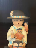 Authentic Native American clay male Storyteller sculpture with 3 children - artist Irwin L. Pecos, Jemez Pueblo (AR10)