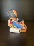 Authentic Native American clay Storyteller sculpture with 5 children and a baby on a cradleboard - Artist: Povi Zuni (AR11)