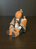 Authentic Native American clay Storyteller sculpture with 5 children and one baby - Artist: Marylou Kokaly, Isleta Pueblo (AR26)