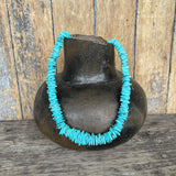 Genuine Turquoise Necklace with Flat Cut Beads, Santo Domingo   (BH82)