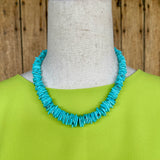 Genuine Turquoise Necklace with Flat Cut Beads, Santo Domingo   (BH82)