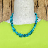 Authentic Santo Domingo Blue Turquoise Necklace with Flat Cut Beads (BH83)