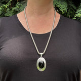 Suzie James, Navajo Sterling Silver and Onyx Pendant on Silver Beaded Necklace, vintage Native American   (SP11)