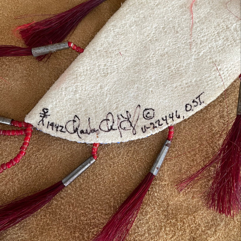 Charles Chief Eagle Beaded Set-Knife Sheath and Mirror Bag, made in 1992   (GM145, GM146)