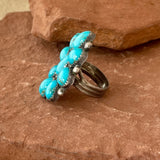 Traditional Zuni Turquoise Cluster Ring, vintage Alvina Quam - size 7 3/4  (JD15)