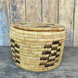 Vintage Tohono O'odham (Papago) Coiled Basket with Lid, authentic Native American (DV57)