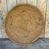 Vintage Navajo Coiled Basket with Red Geometric Design  (DV65)