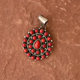 Authentic Navajo Red Coral Cluster Pendant, vintage  (BH56)