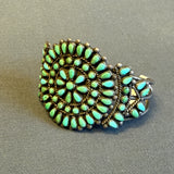 Vintage Zuni Needlepoint Cuff Bracelet, Natural Turquoise and Sterling Silver  (5/85)