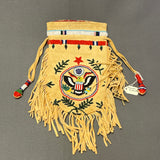 Authentic Lakota Sioux Small Beaded Bag with Patriotic Design, vintage   (GM240)