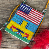 Charles Chief Eagle Patriotic Beaded Set-Knife Sheath and Mirror Bag, made in 1993   (GM135, GM247)